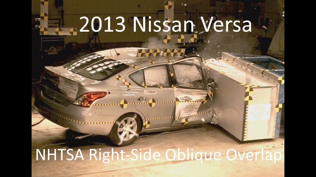 2012-2019 Nissan Versa NHTSA Oblique Overlap Crash Test (Right Side)