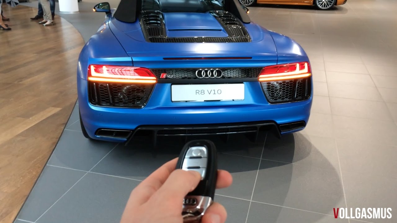 Audi R8 V10 Spyder Matte Blue Audi Exclusive: In Depth, LED Lights, Roof Show and more
