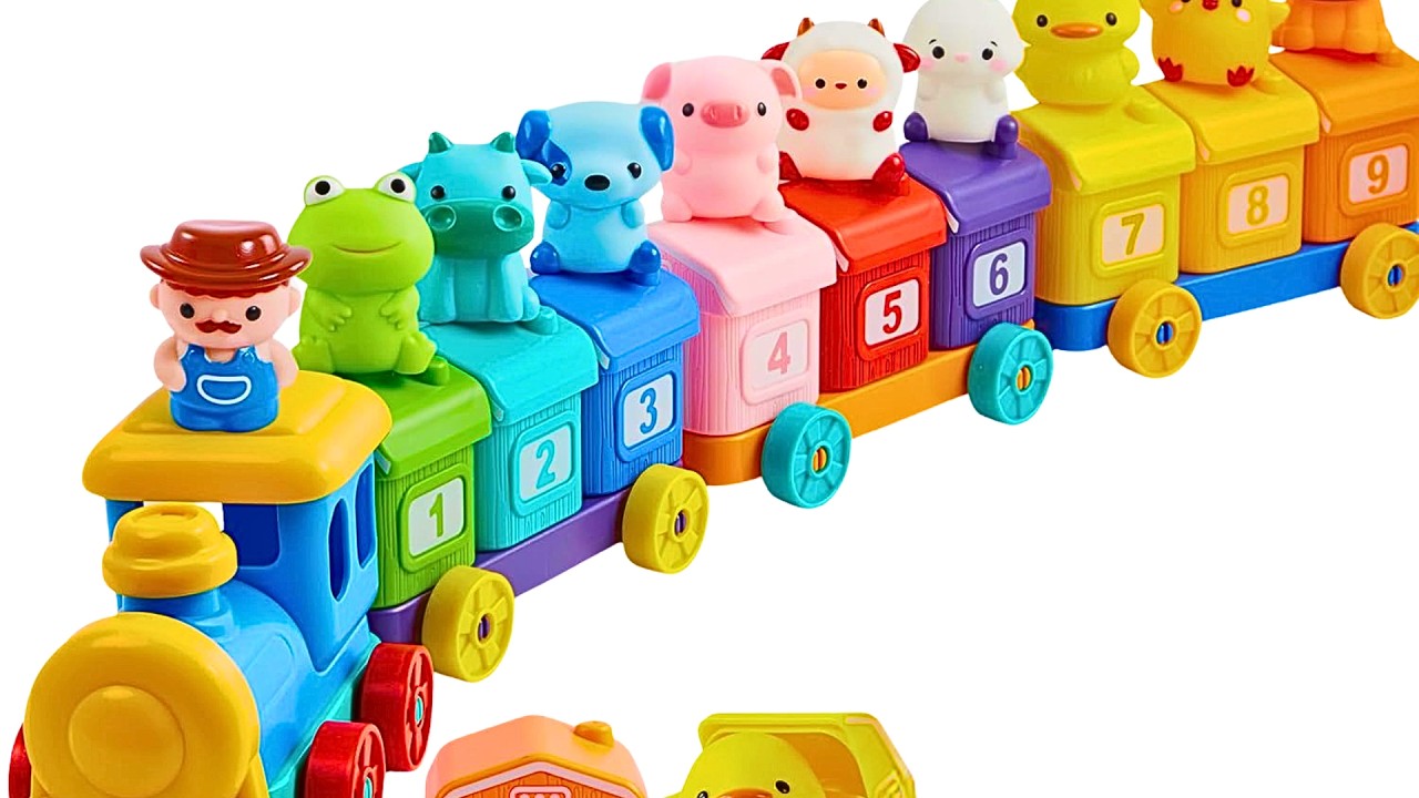 Farm Animals Hiding Inside Surprise Train 🚂🐄 | Learn Animal Names & Sounds for Kids