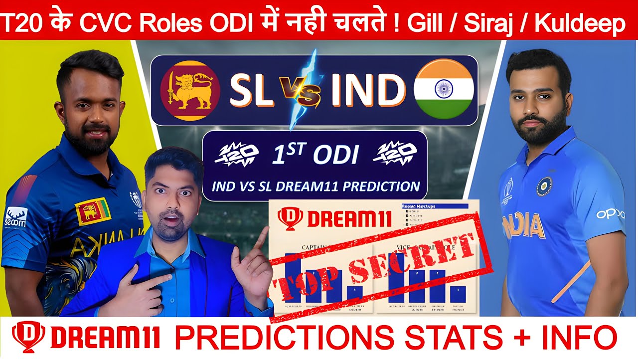 IND Vs SL Dream11 1st ODI Prediction| India vs Srilanka Dream11| IND VS SL ODI dream11 Team Today