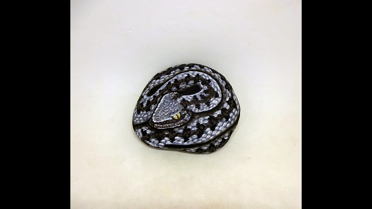 COMO PINTAR PIEDRAS CON SERPIENTE VIBORA PASO A PASO   Pedreta de Riu #pedretaderiu