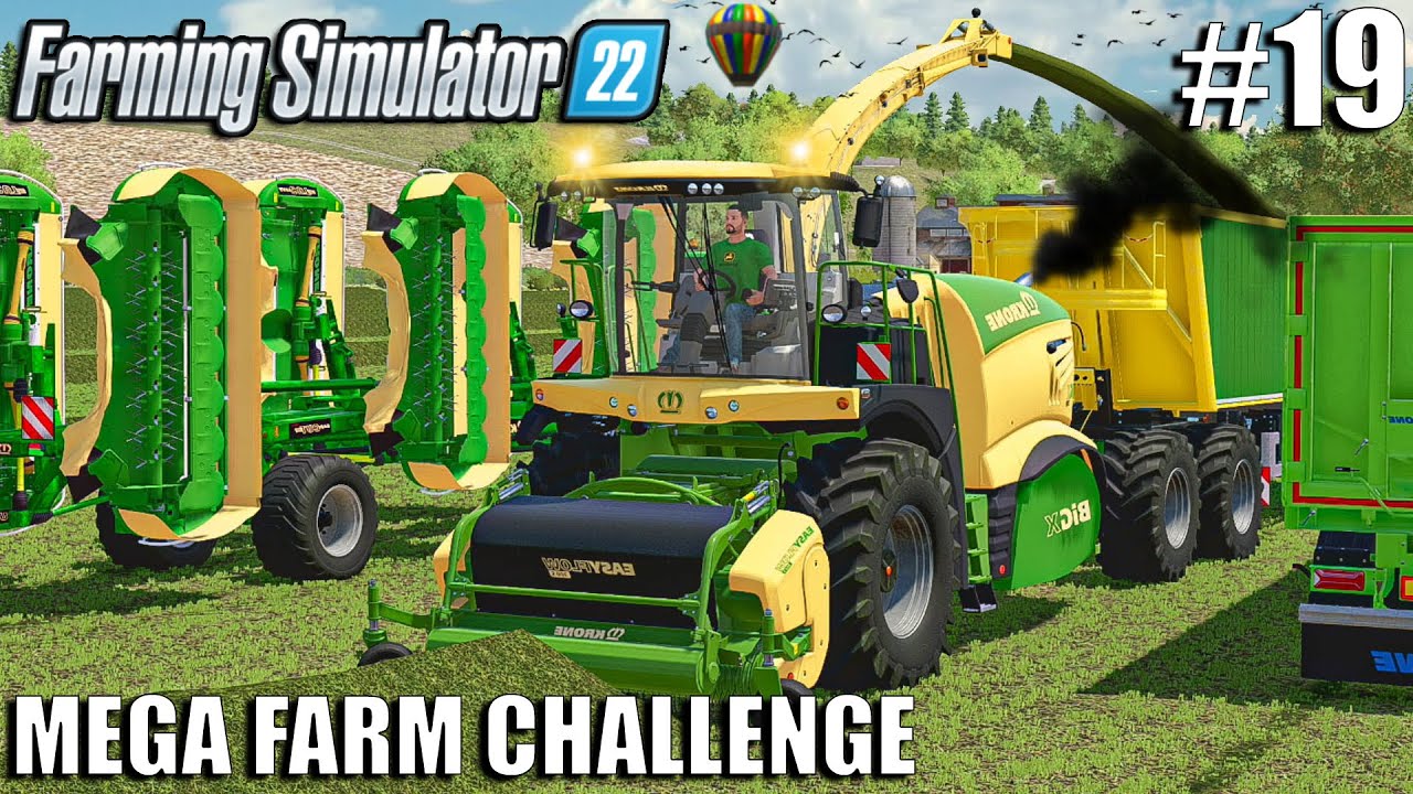 Harvesting GRASS SILAGE w/ KRONE Cargo | MEGA FARM Challenge | Farming Simulator 22