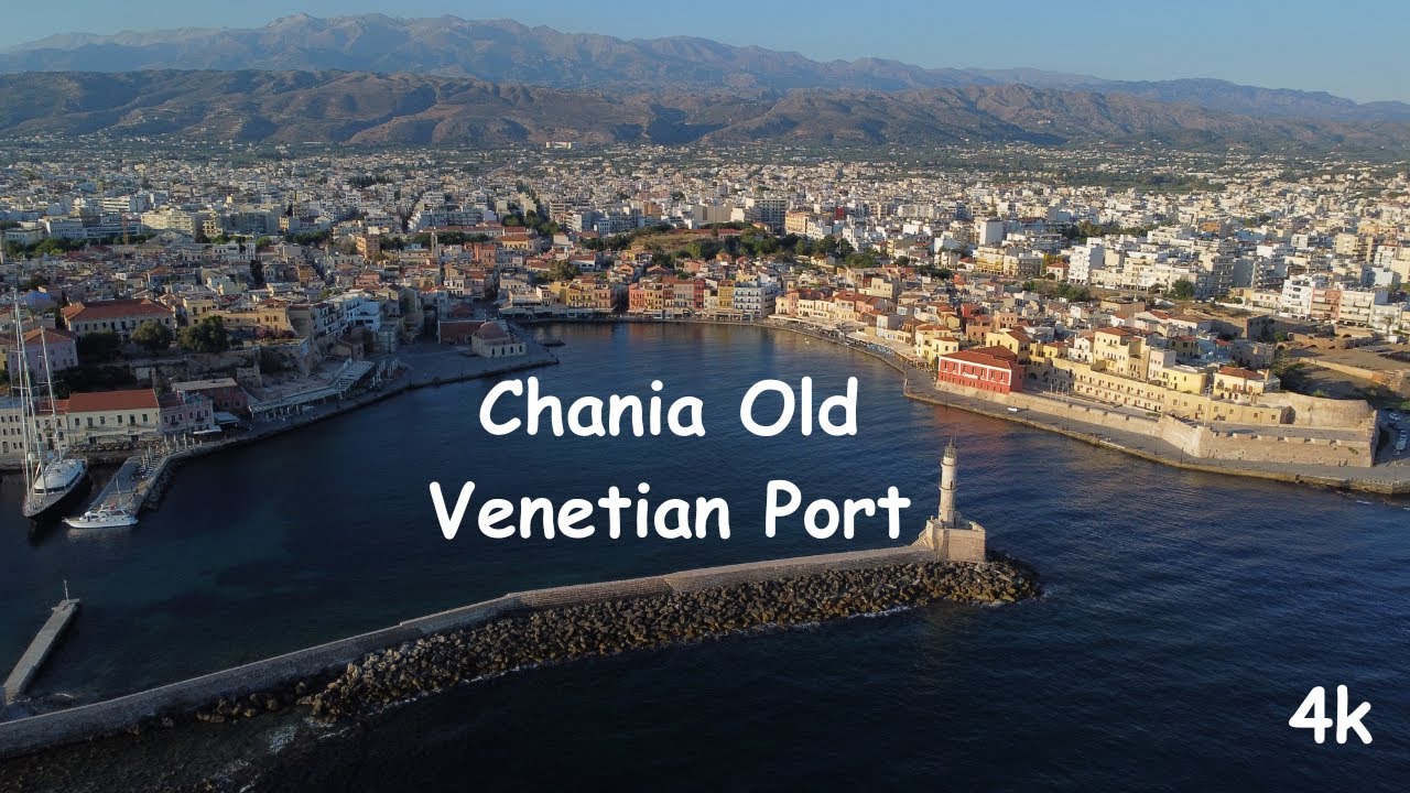 Chania Old Venetian Port - 4k drone