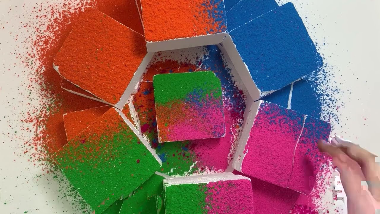 ASMR ~ 16 Blocks Gym Chalk with holi powder ~ Satisfying Sleep Aid