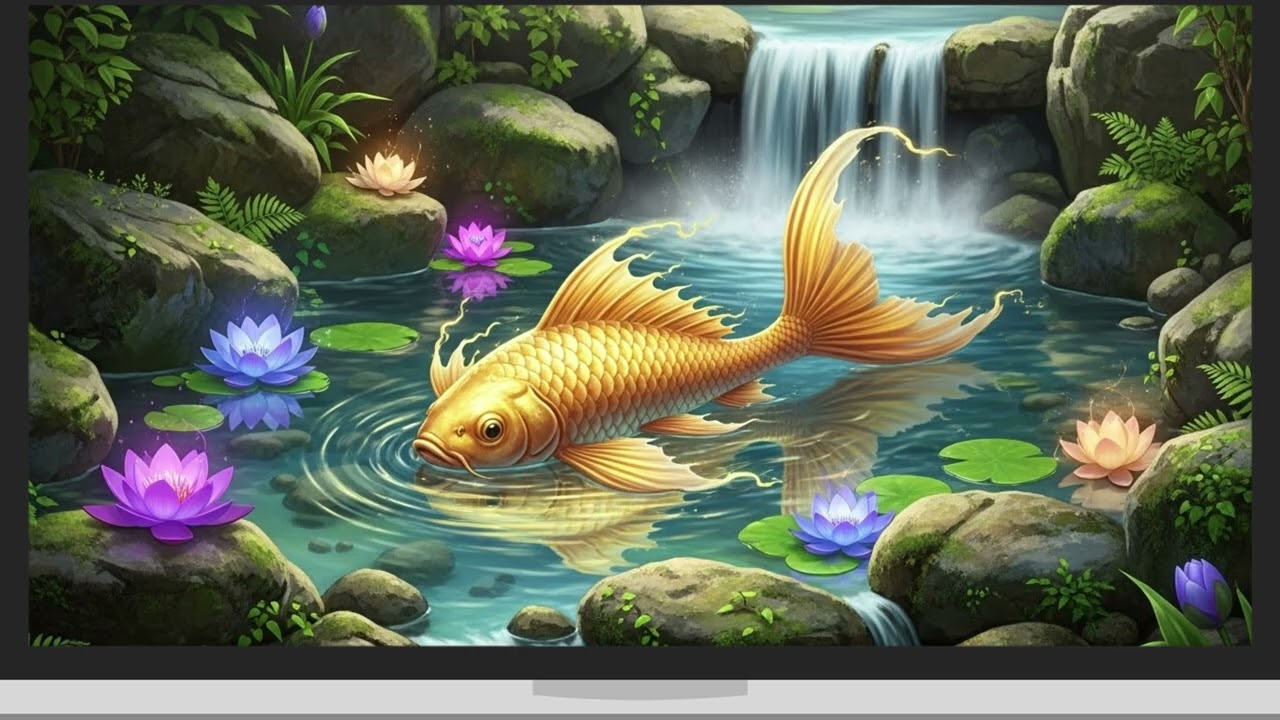 TV Art Nobel in Gold Fish Classical Painting Frame |  Wallpaper Inspiration 4K