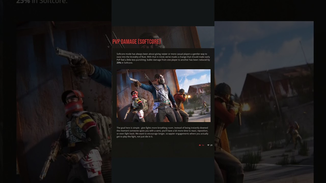 increased upkeep and reduced player dmg in rust softcore