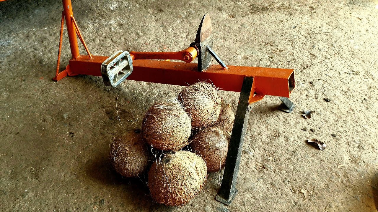 Diy coconut Dehusker using bicycle parts, How to make it?!, Diy WELDING projects