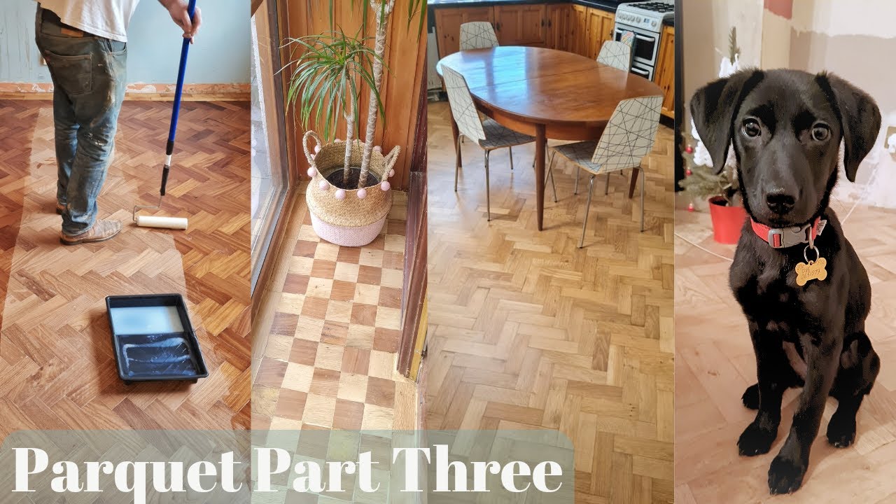 Reclaimed Herringbone Parquet Part Three| Sanding Filling Varnishing| DIY Flooring