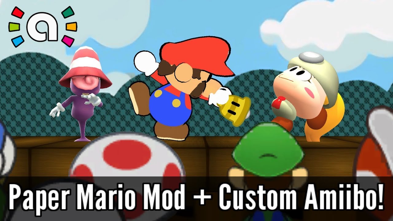 Paper Mario over Mr. Game & Watch (Ft. Custom Paper Mario Amiibo) - Super Smash Bros. Wii U Mods