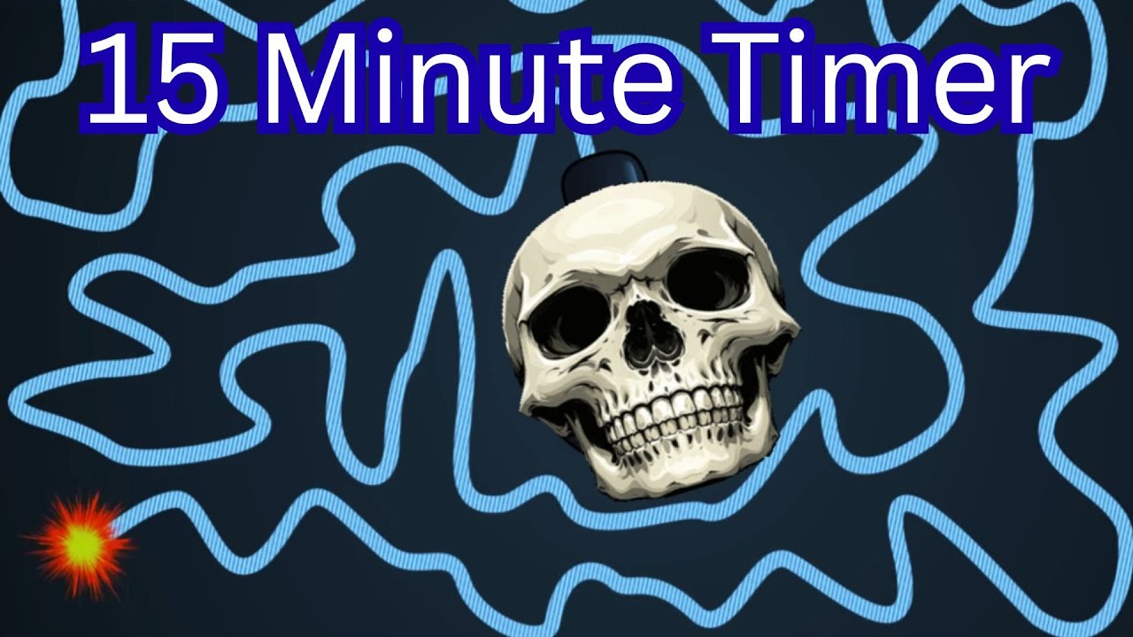 15-Minute Skeleton Head Blast Countdown Timer | Ticking + Background Music + Final Blast