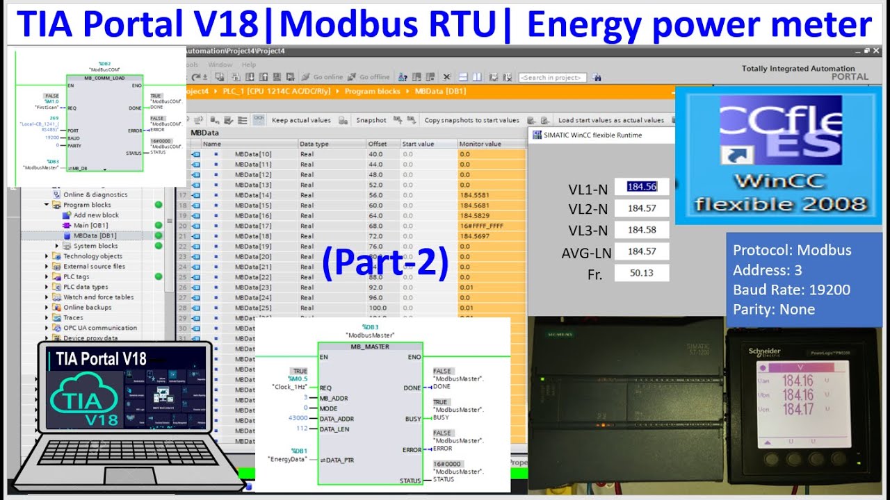 S7-1200 connect with energy power meter via Modbus communication Part-2