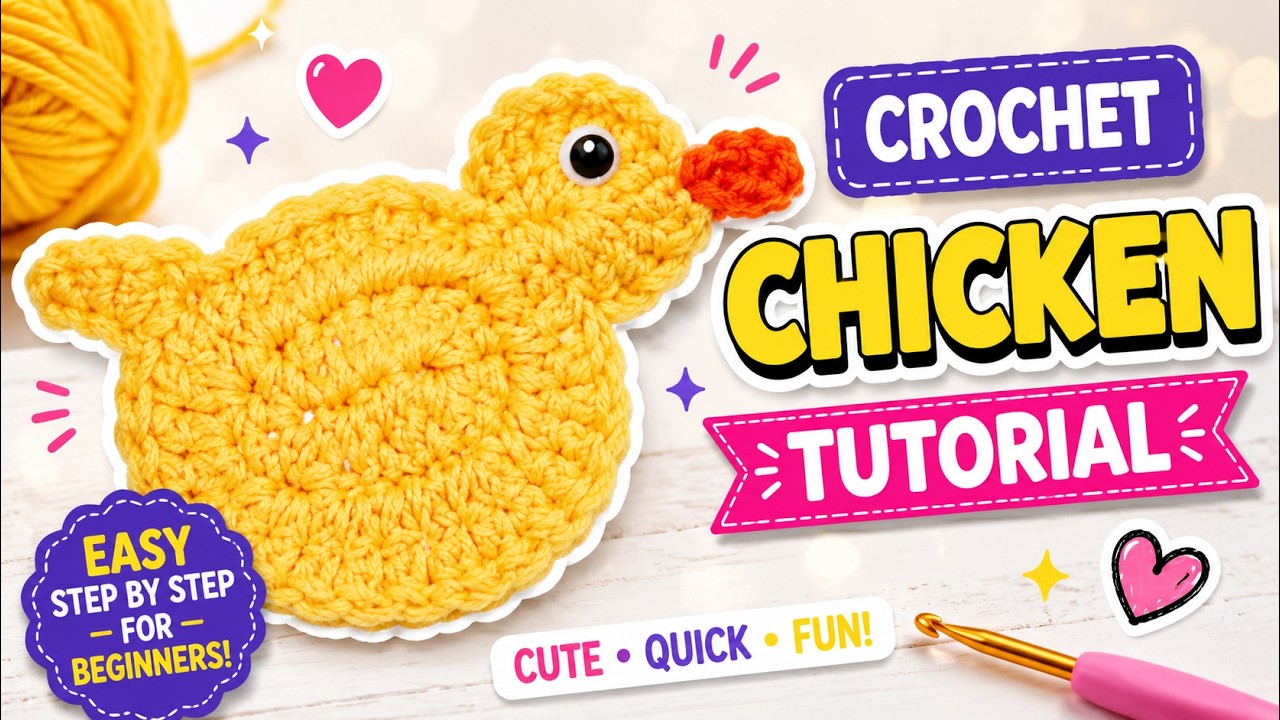 Easy Crochet Chicken Applique Tutorial for Beginners