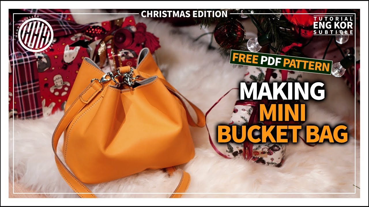 [Leather Craft] Making a small bucket bag / DIY bag / Free PDF pattern