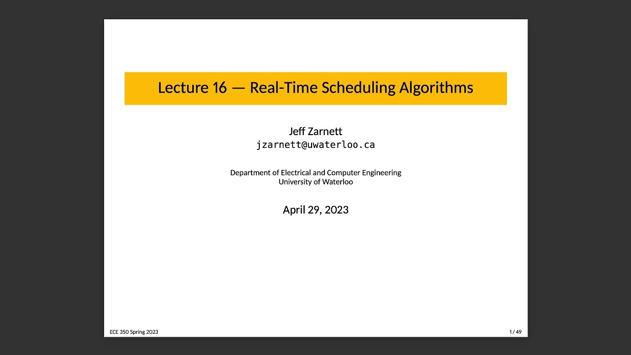 ECE 350 Lecture 16: Multiprocessor Real-Time Scheduling