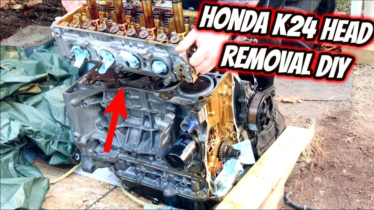 Снятие головки блока цилиндров Honda K24 K24a2 своими руками (2004-08 tsx)