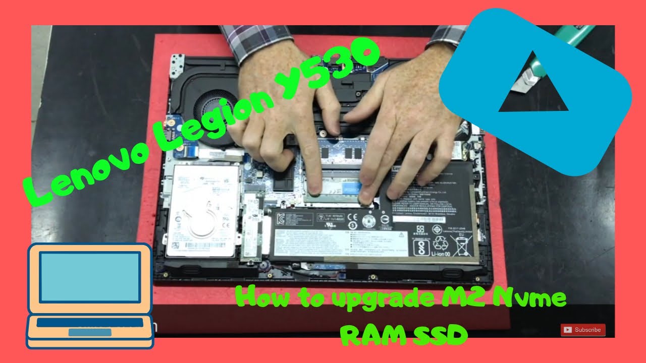 How to upgrade M.2 Pcie Nvme RAM SSD Lenovo Legion Y530 disassembly