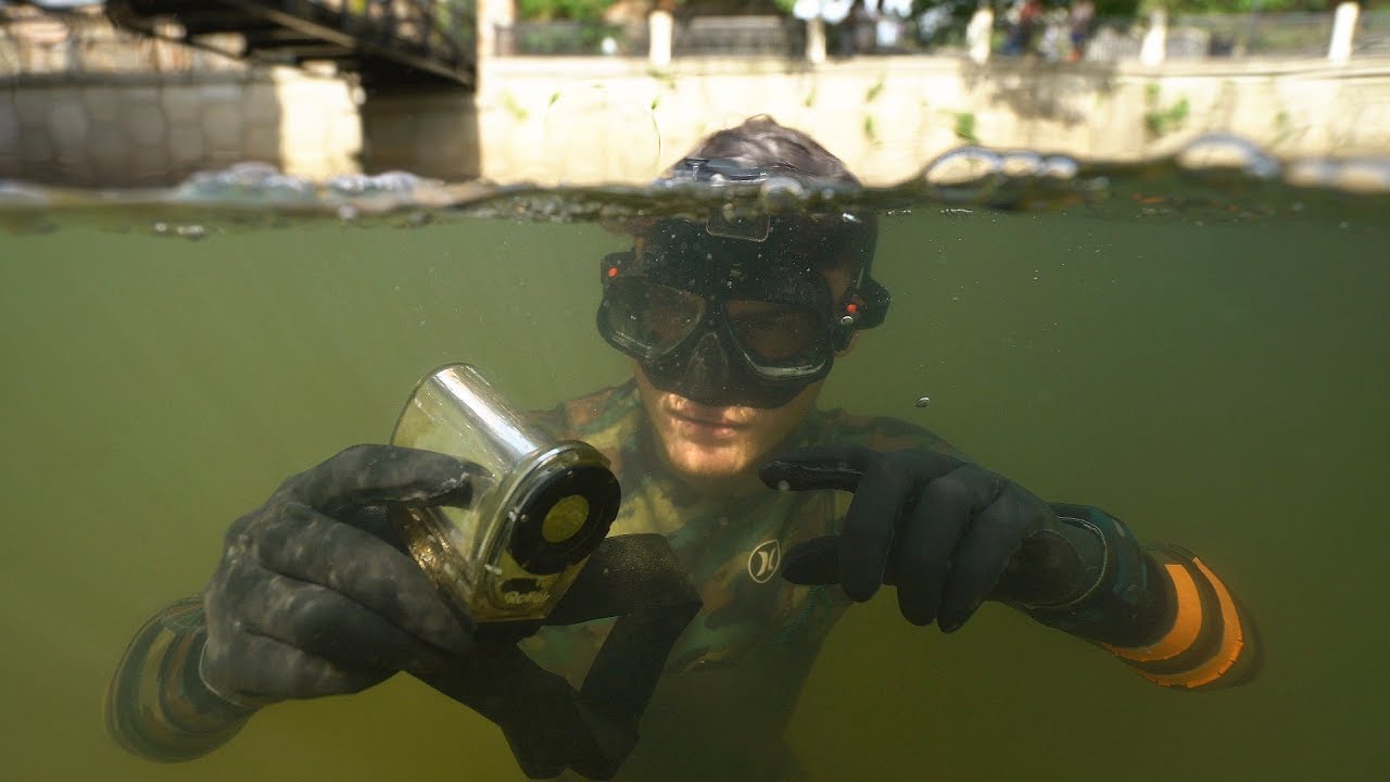 Found Lost Waterproof Camera, Knife and Ray-Bans Underwater in River! (Freediving) | DALLMYD