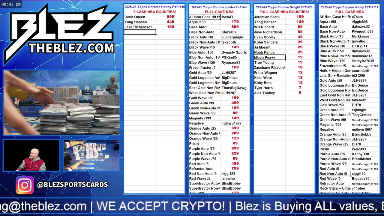 2025-2026 Topps Chrome Hobby FULL CASE BREAK #111 Pick Your Parallel