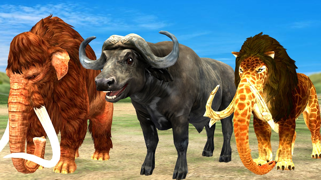 10 Big Bull Vs 10 Monster Lion Vs 10 Zombie Tiger Attack Cow Buffalo Save By Woolly Mammoth Elephant