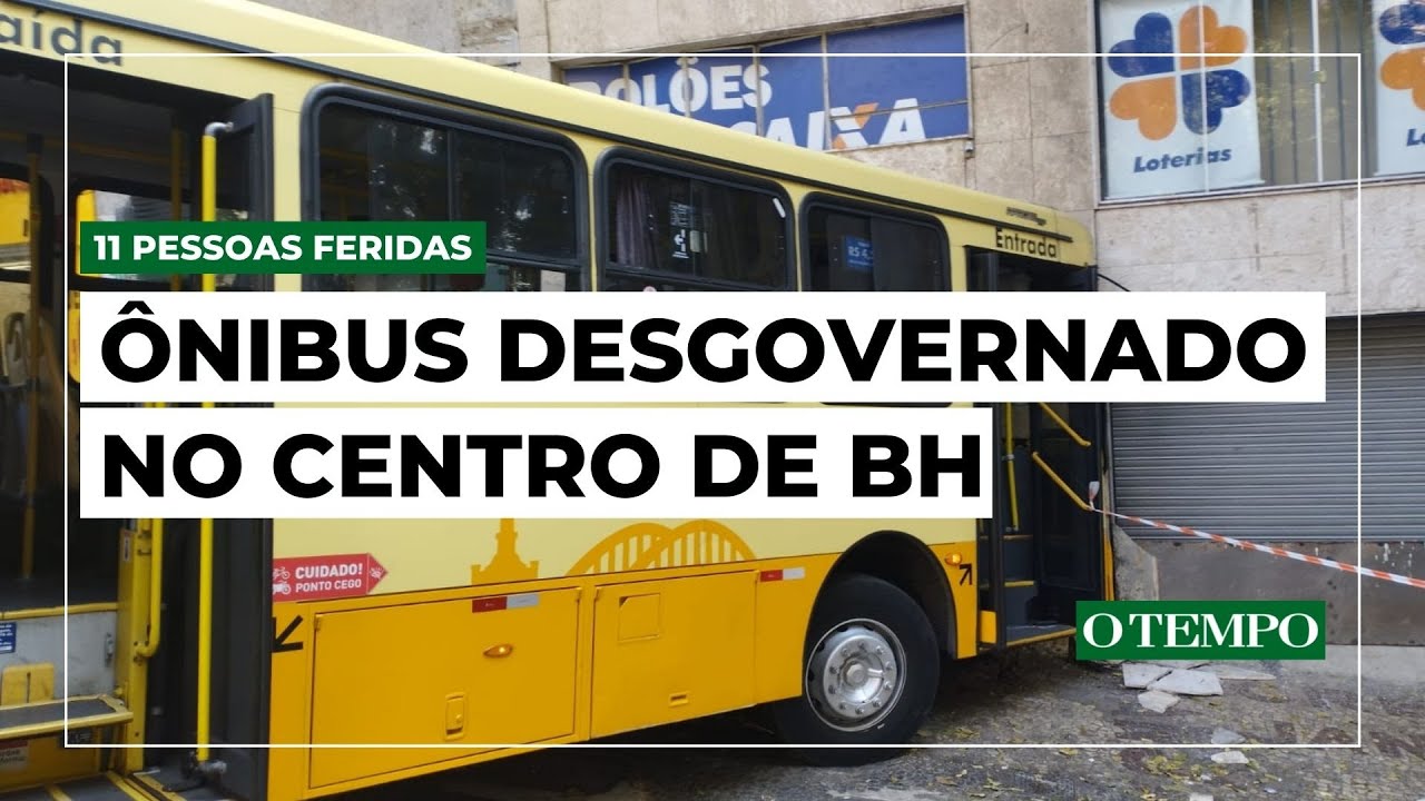 Ônibus desgovernado bate em prédio tradicional no centro de Belo Horizonte