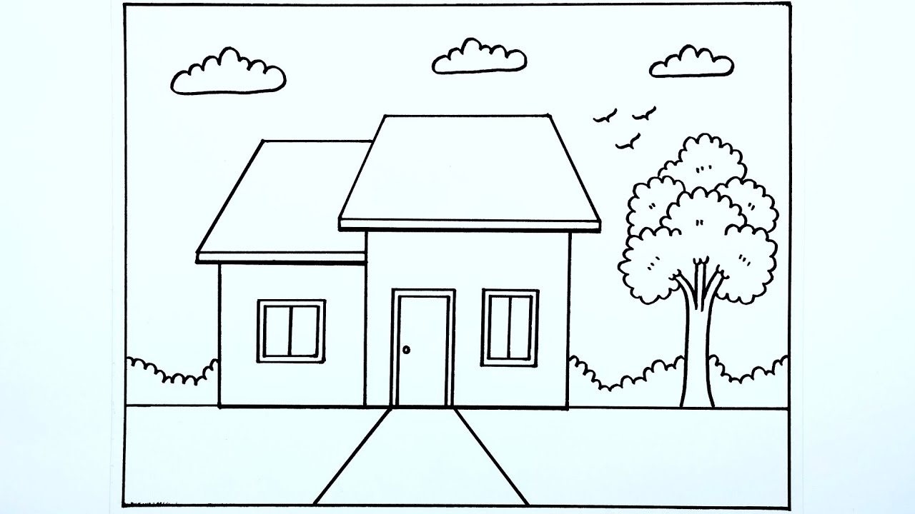 Cara menggambar rumah mudah dan simple 🏠 Gambar rumah 🏡 Menggambar rumah