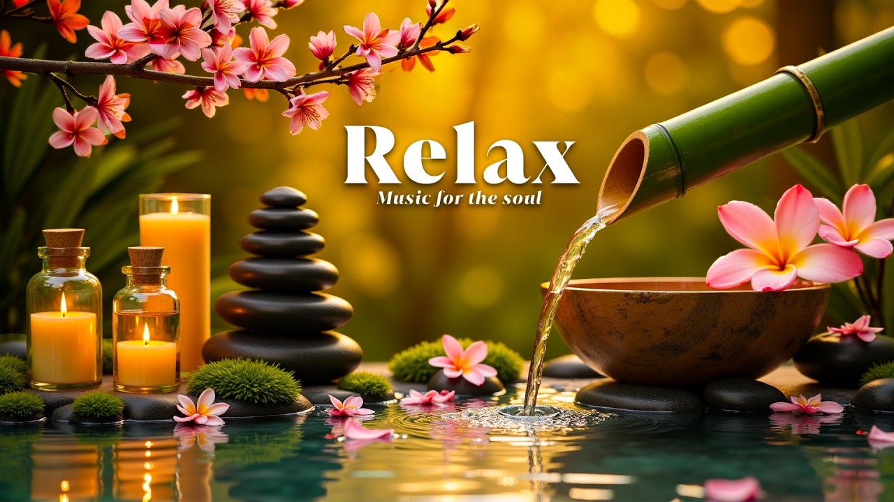 Relaxing Music with Bamboo Water Sounds 🌿 Relieve Stress, Anxiety & Depression Calm Mind & Body
