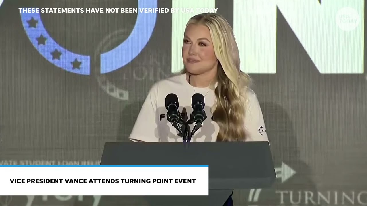 Erika Kirk says she sees similarities between JD Vance and late husband Charlie Kirk at TPUSA event