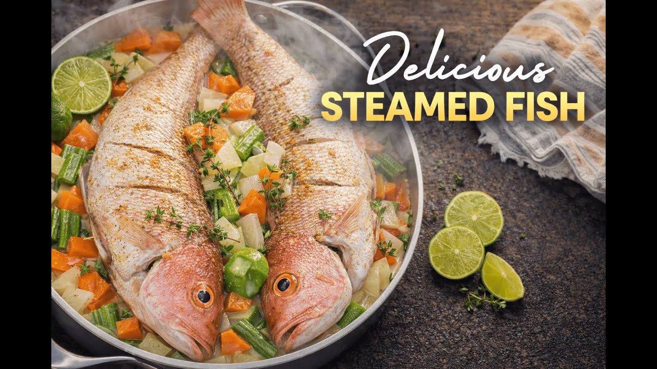 How to make Jamaican STEAMED fish with okra. Healthy and flavorful  mp4