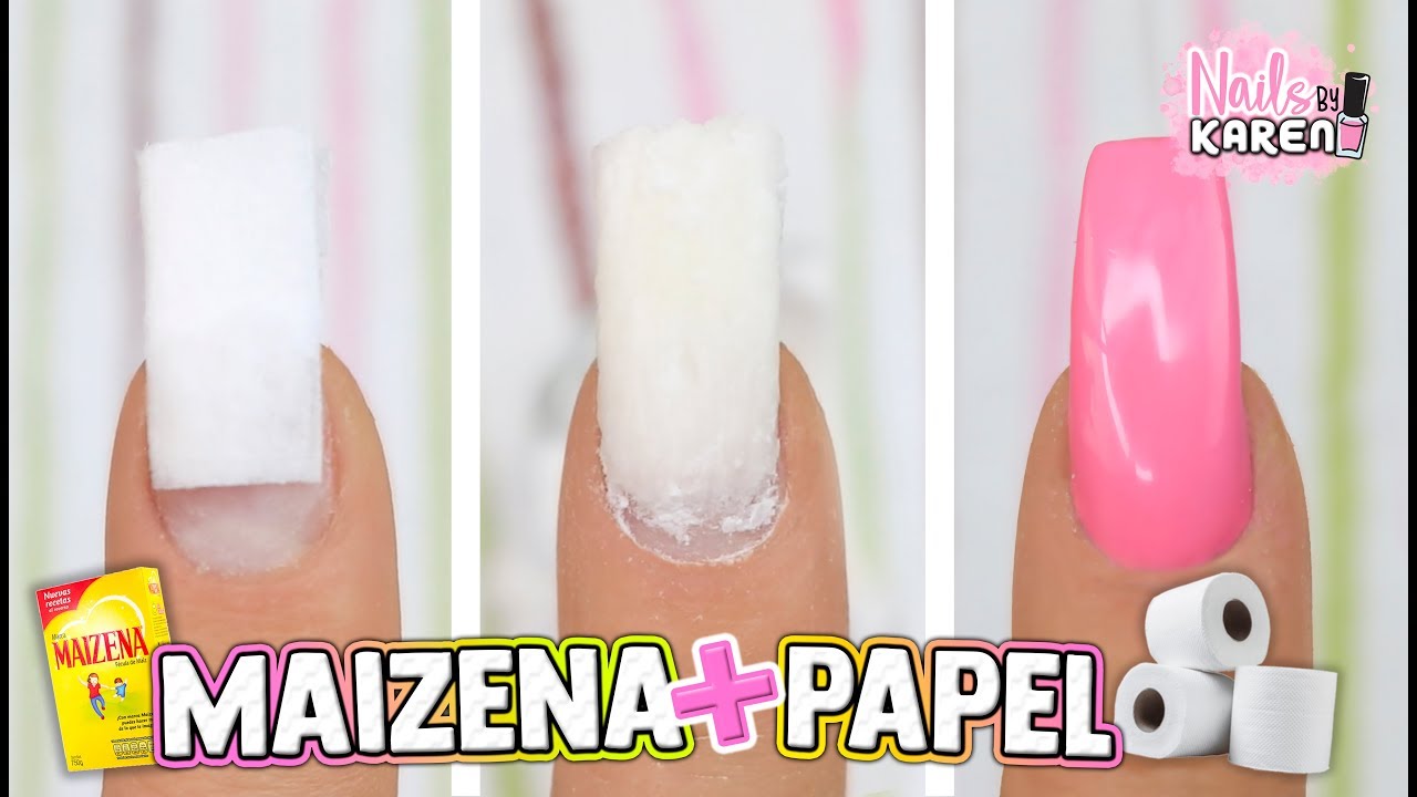 UÑAS POSTIZAS con PAPEL HIGIÉNICO y MAIZENA