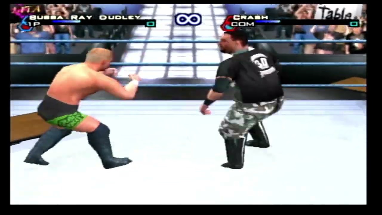 WWF Smackdown Just Bring It - PS2 Gameplay - Bubba Ray Dudley vs Crash - Table Match
