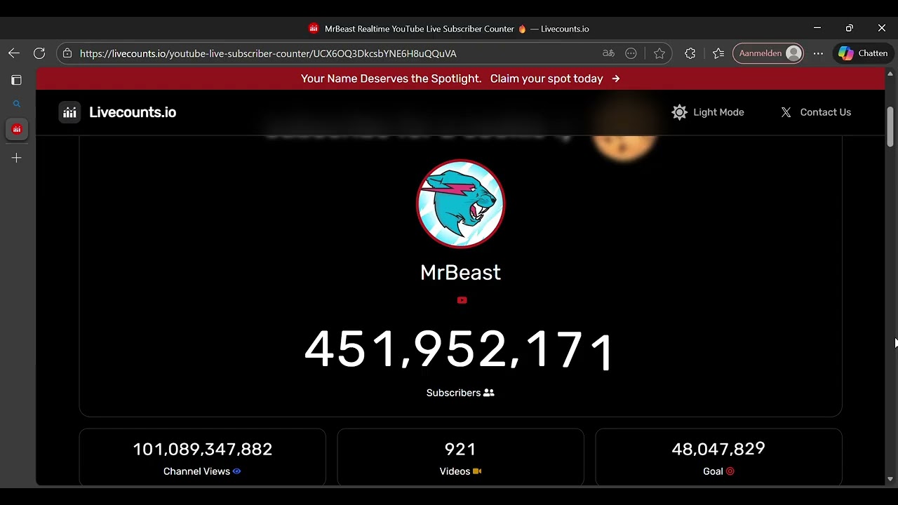 MrBeast Realtime YouTube Live Subscriber Counter 🔥