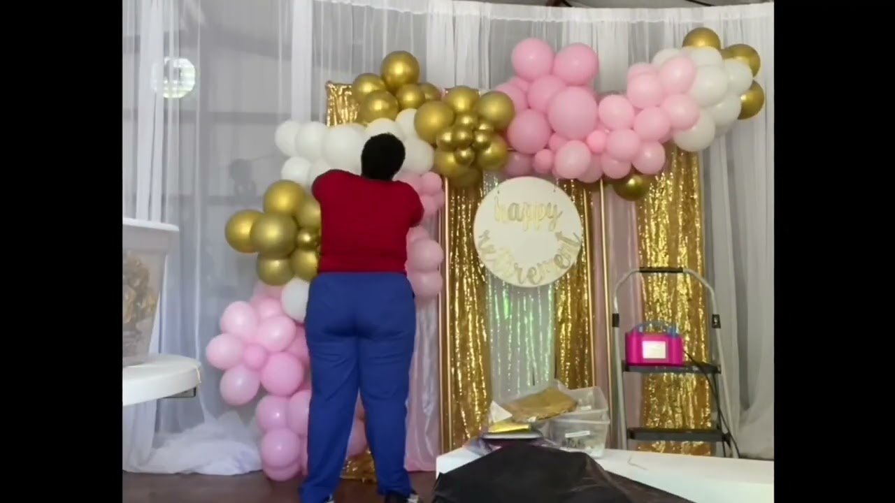 Pink Gold White Balloon Install