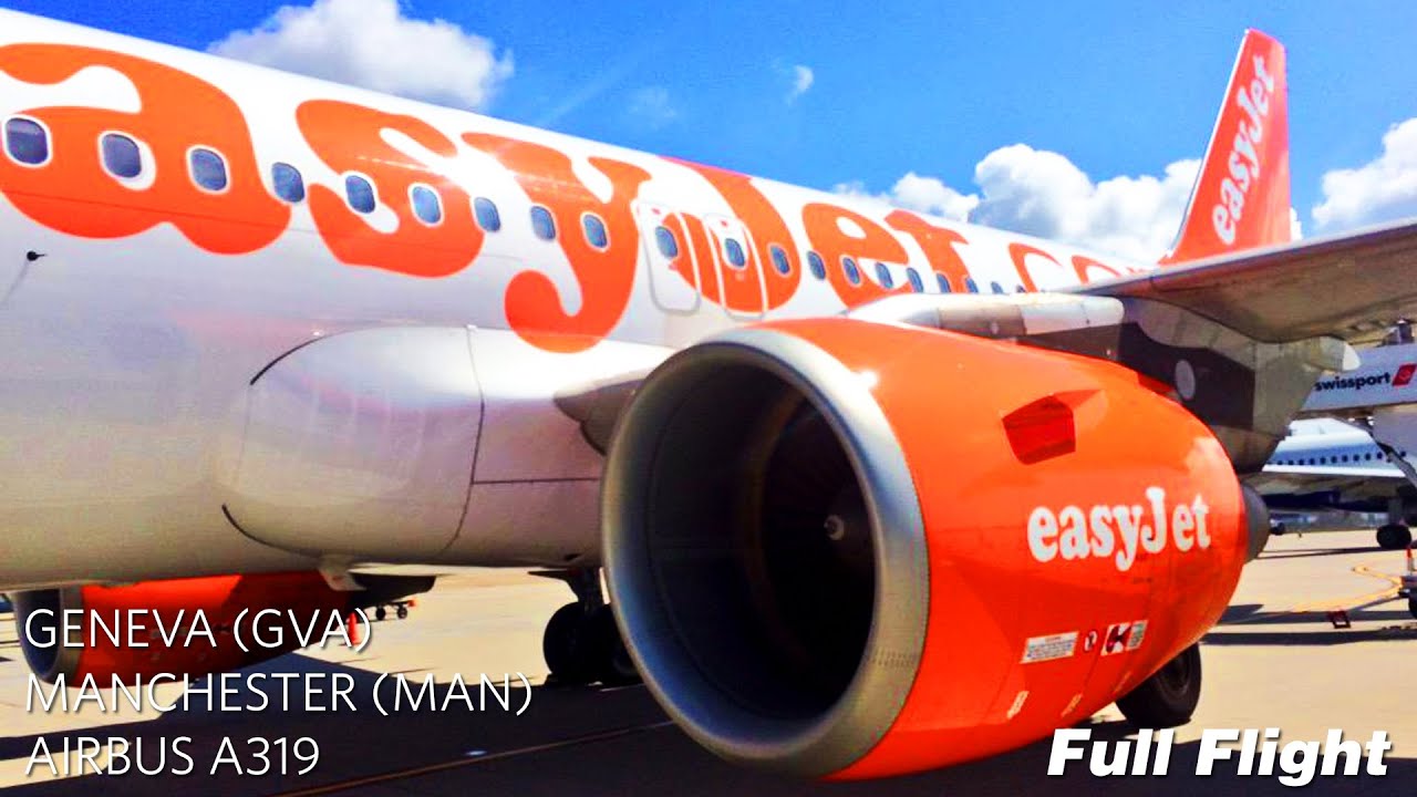 EasyJet Airbus A319 Полный полет: Женева в Манчестер (с УВД)
