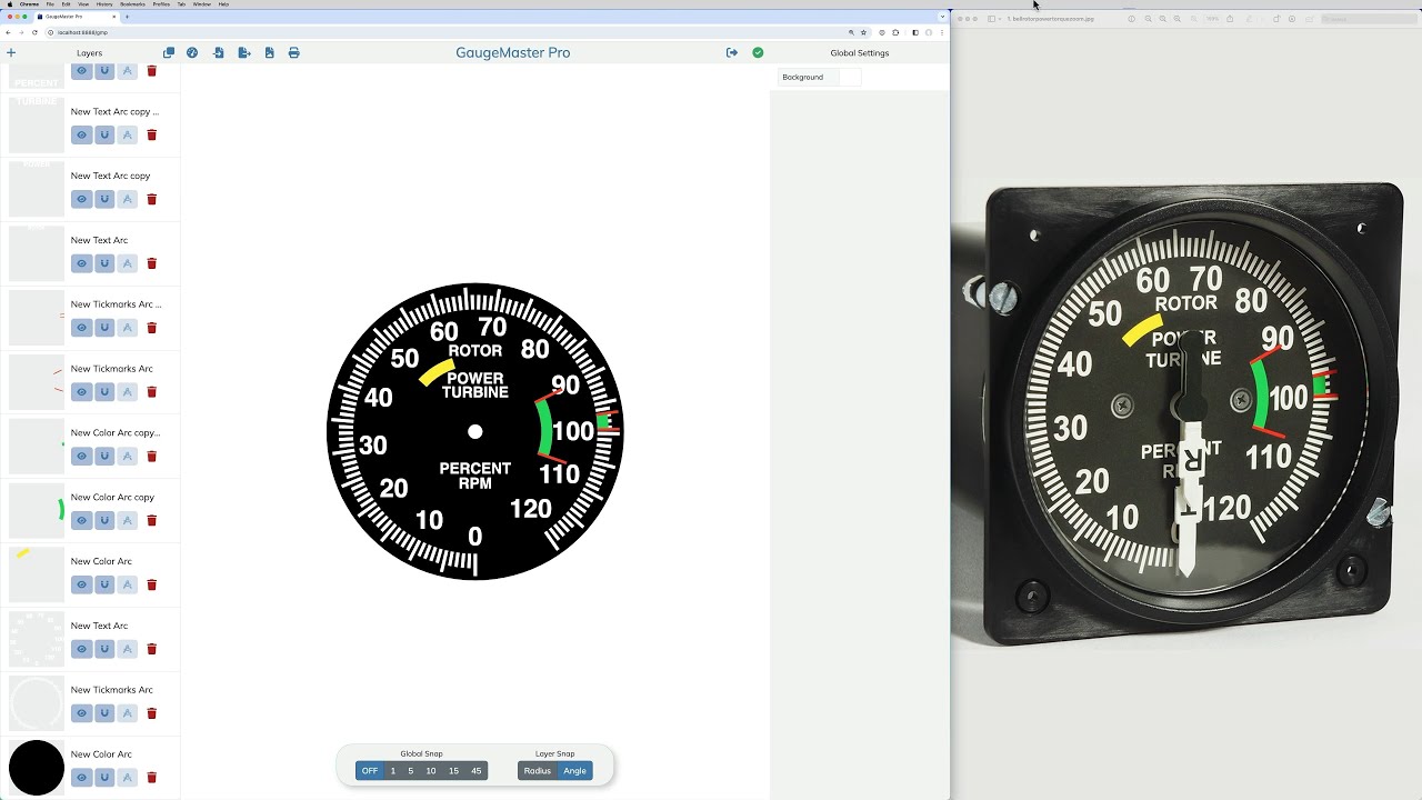 GaugeMaster Pro (beta) - Helicopter RPM gauge example