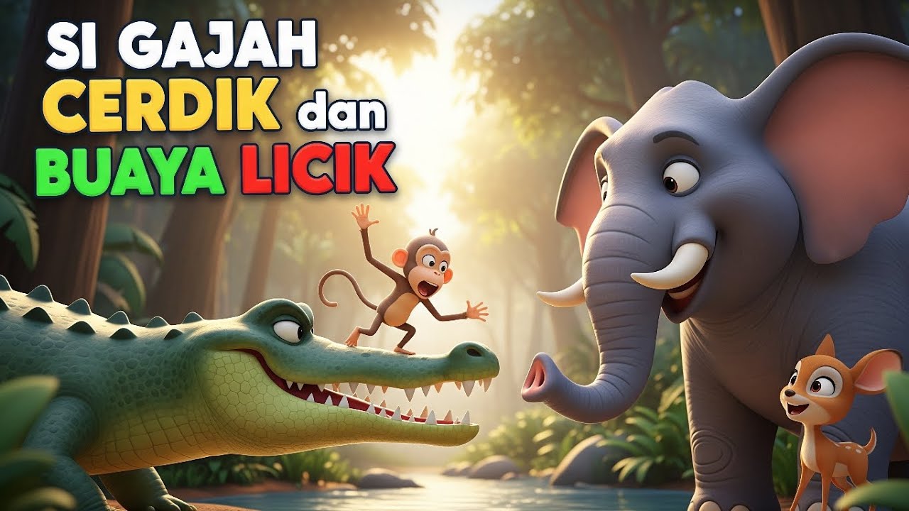 SI GAJAH CERDIK DAN BUAYA LICIK | CERITA HEWAN TERBARU BAHASA INDONESIA