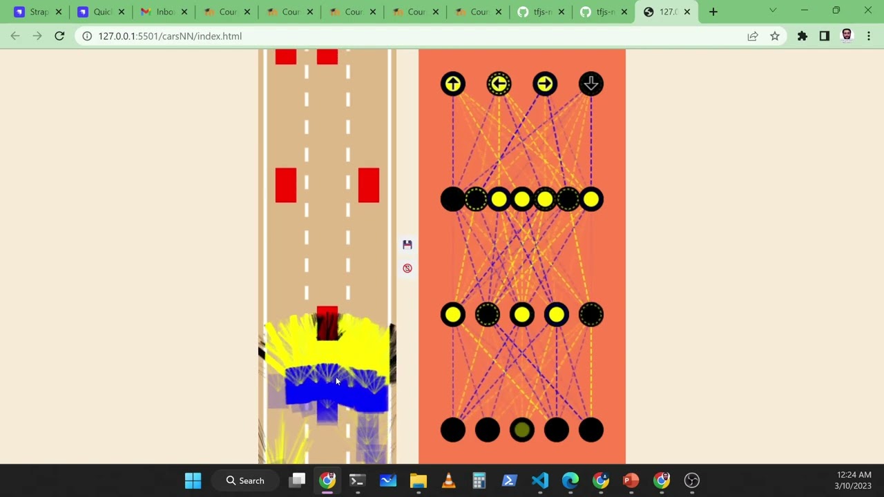 Self-driving cars experiment using neural networks in Javascript