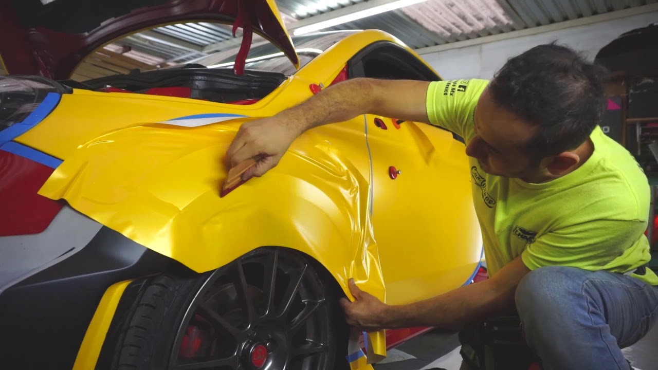 Abarth pearl metal yellow by car wraps mx