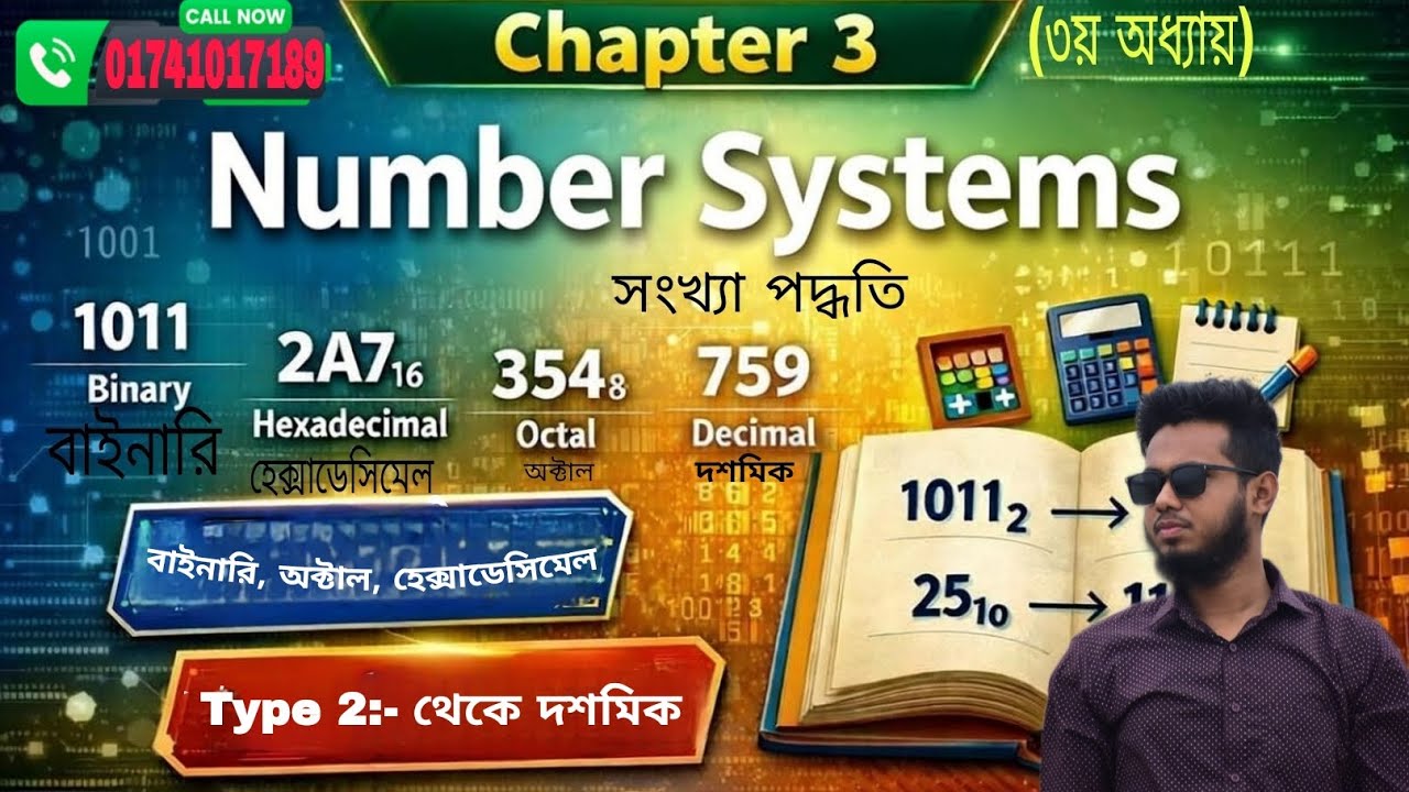 HSC ICT | Chapter 3 | Number System | Type-2:   বাইনারি,অক্টাল ও হেক্সাডেসিমেল থেকে দশমিক রূপান্তর 