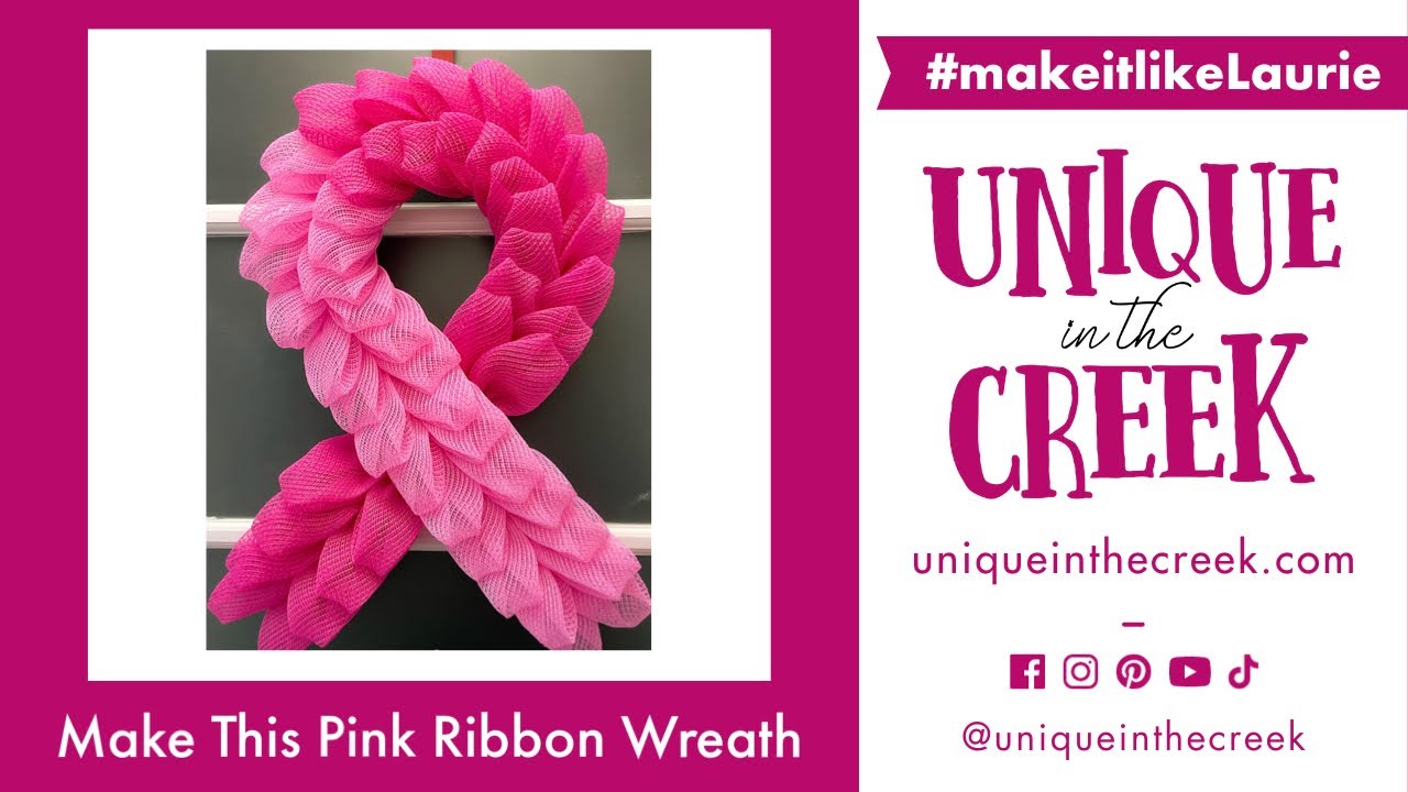 TULIP PETAL | Easy DIY Breast Cancer Ribbon Awareness Deco Mesh Wreath on UITC Cane Boards