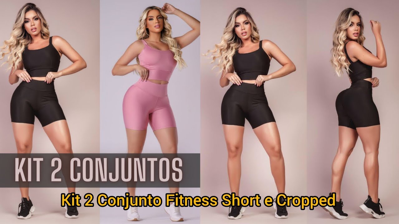 Kit 2 Conjunto Fitness Short e Cropped