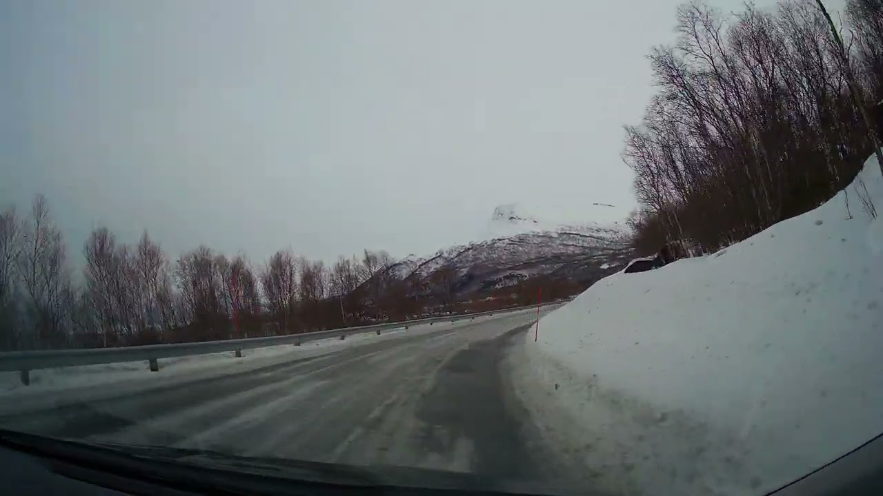 Driving in WINTER NORWAY.From Malanguen to Tromsø airport