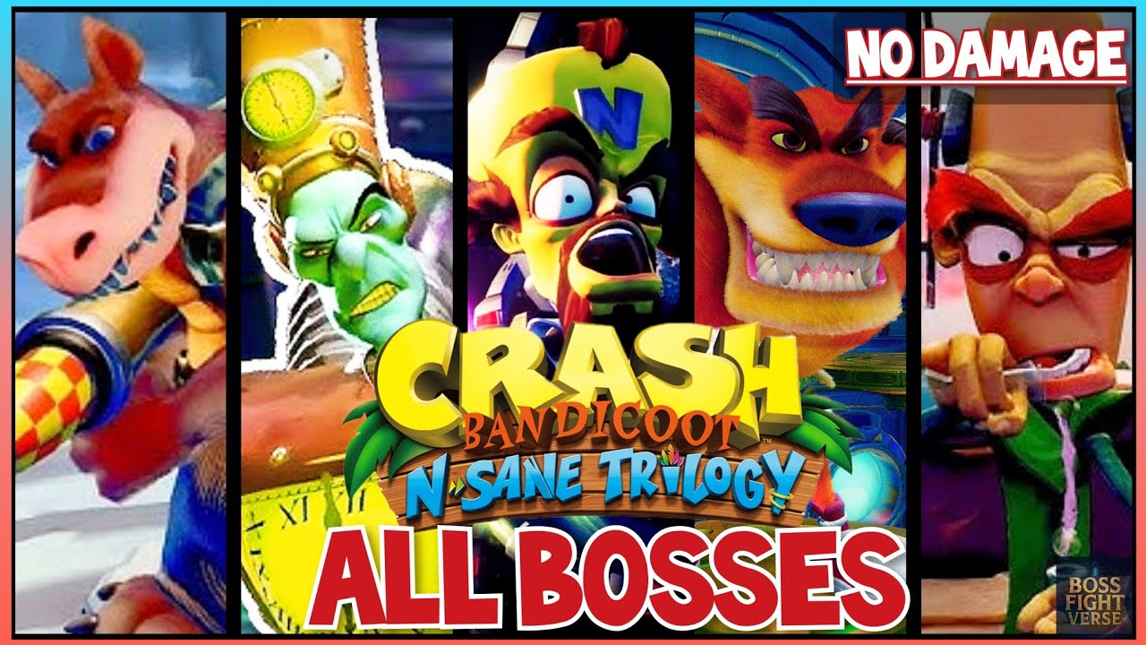 Crash Bandicoot - All Bosses No Damage (Flawless Run!) [4K HDR]
