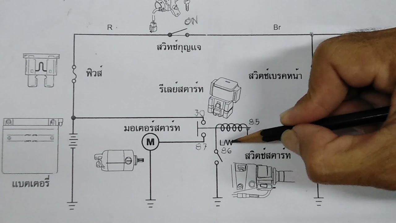 ศึกษาวงจรสตาร์ทไฟฟ้า (สตาร์ทมือ)​ YAMAHA​ NOUVO/MIO/FINO