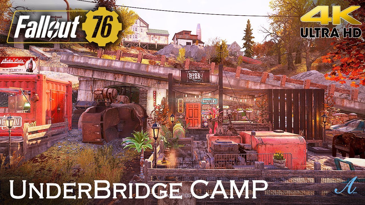 Fallout 76 - Under bridge Steel Deposit Bunker CAMP w/ tutorial in 4K