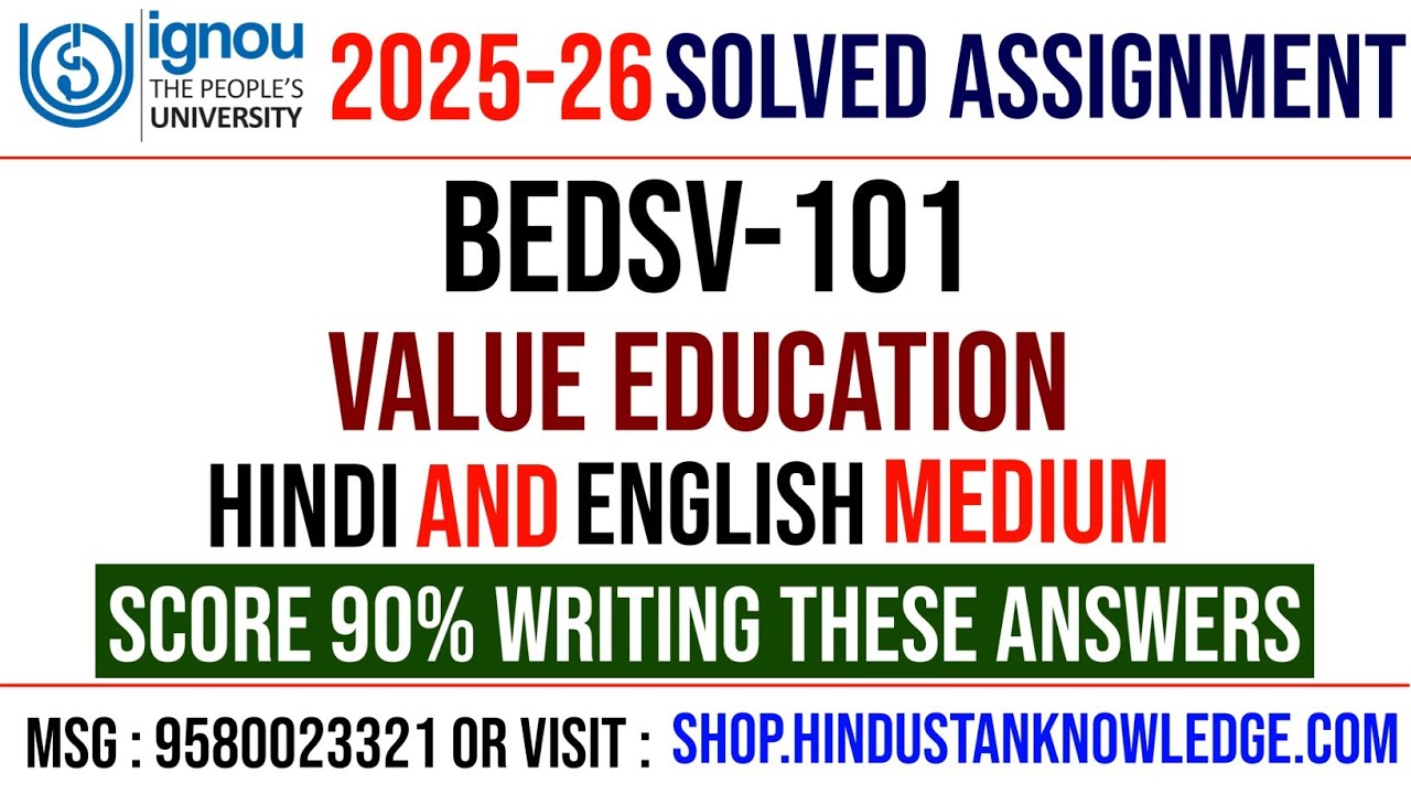 bedsv 101 solved assignment 2025-26 | ignou bedsv 101 solved assignment 2026-27 | ignou assignment
