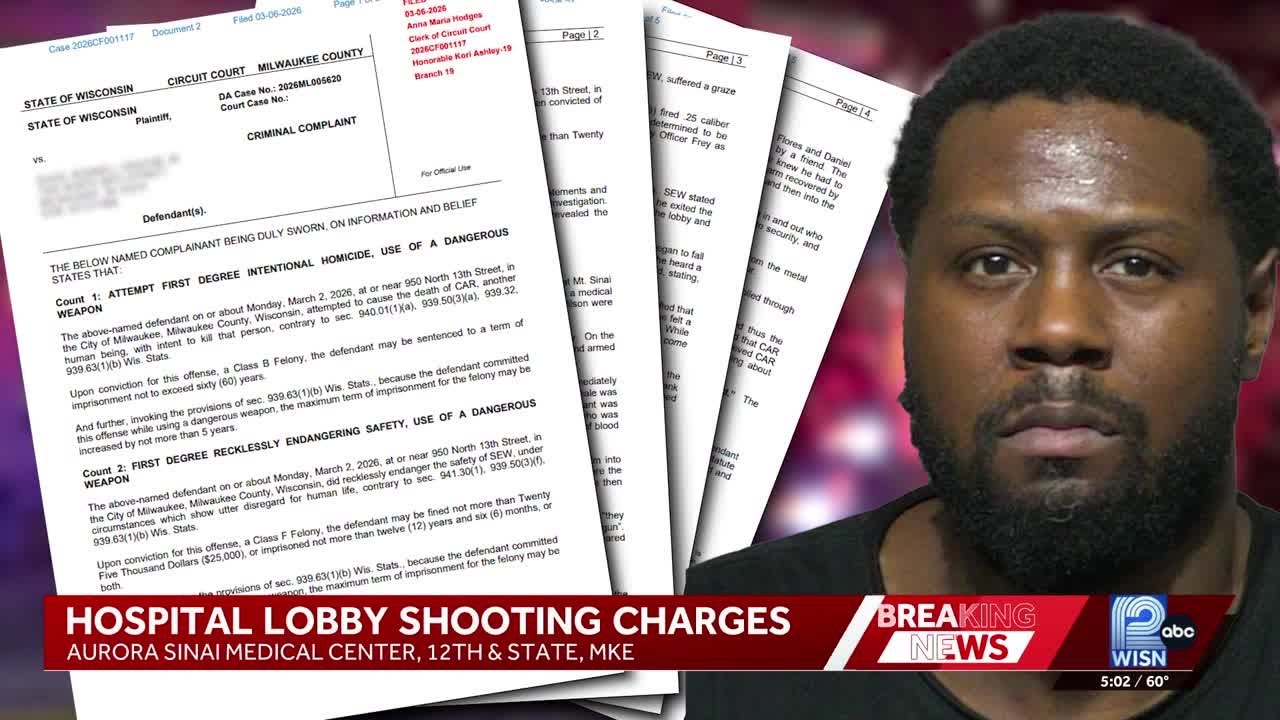 Prosecutors charge man in Milwaukee hospital shooting