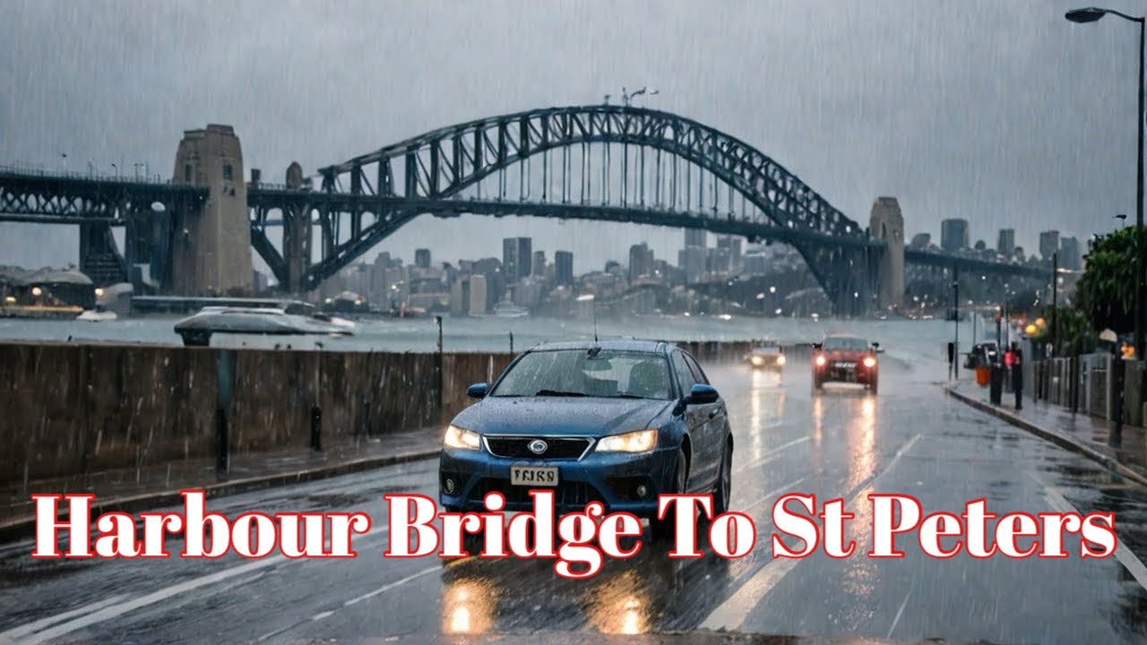 EXPERIENCE Sydney's RAINY DAY like Never Before!  Harbour Bridge To St Peters NSW 4K 60 FPS drive ￼