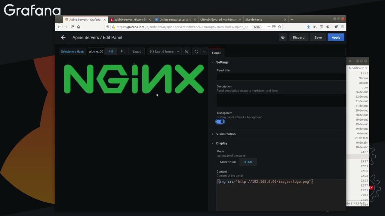 27 - Grafana Plug-ins Stat e Text (Inserindo texto e imagem)