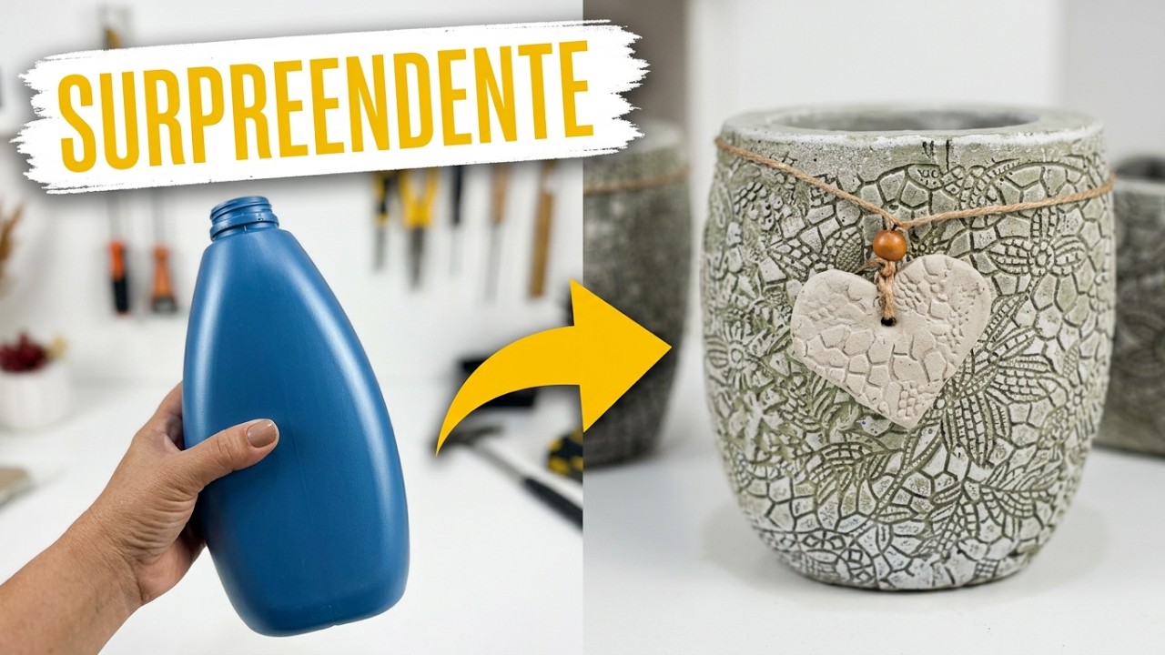 FAÇA COMO FAZER VASOS DECORATIVOS FÁCEIS - DIY VASOS COM TOALHA DE RENDA COMO FAZER / Vaso de gesso