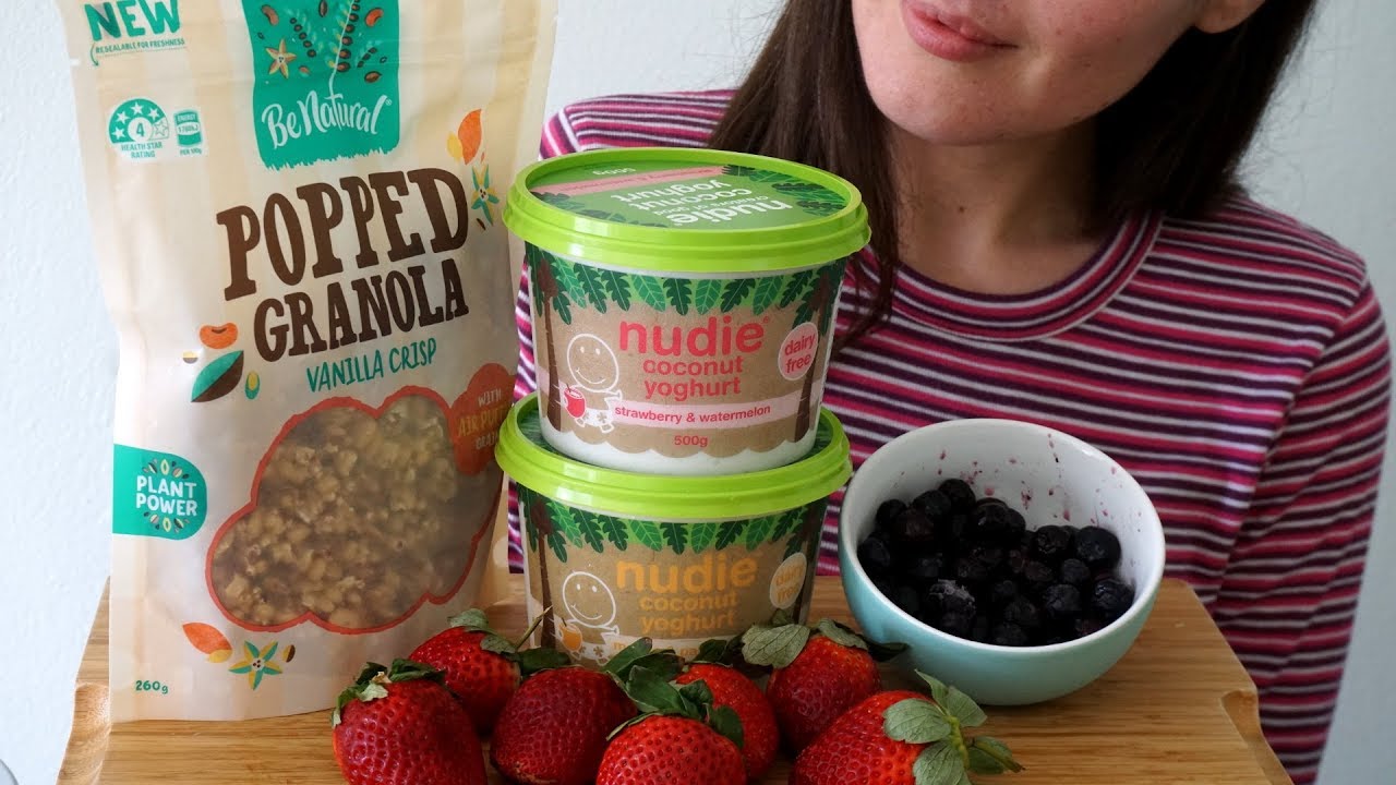 ASMR Eating Sounds: Yoghurt, Granola & Berries (Mostly No Talking)